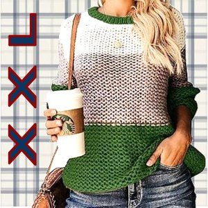 Icham Pullover Color Block Chunky Sweater